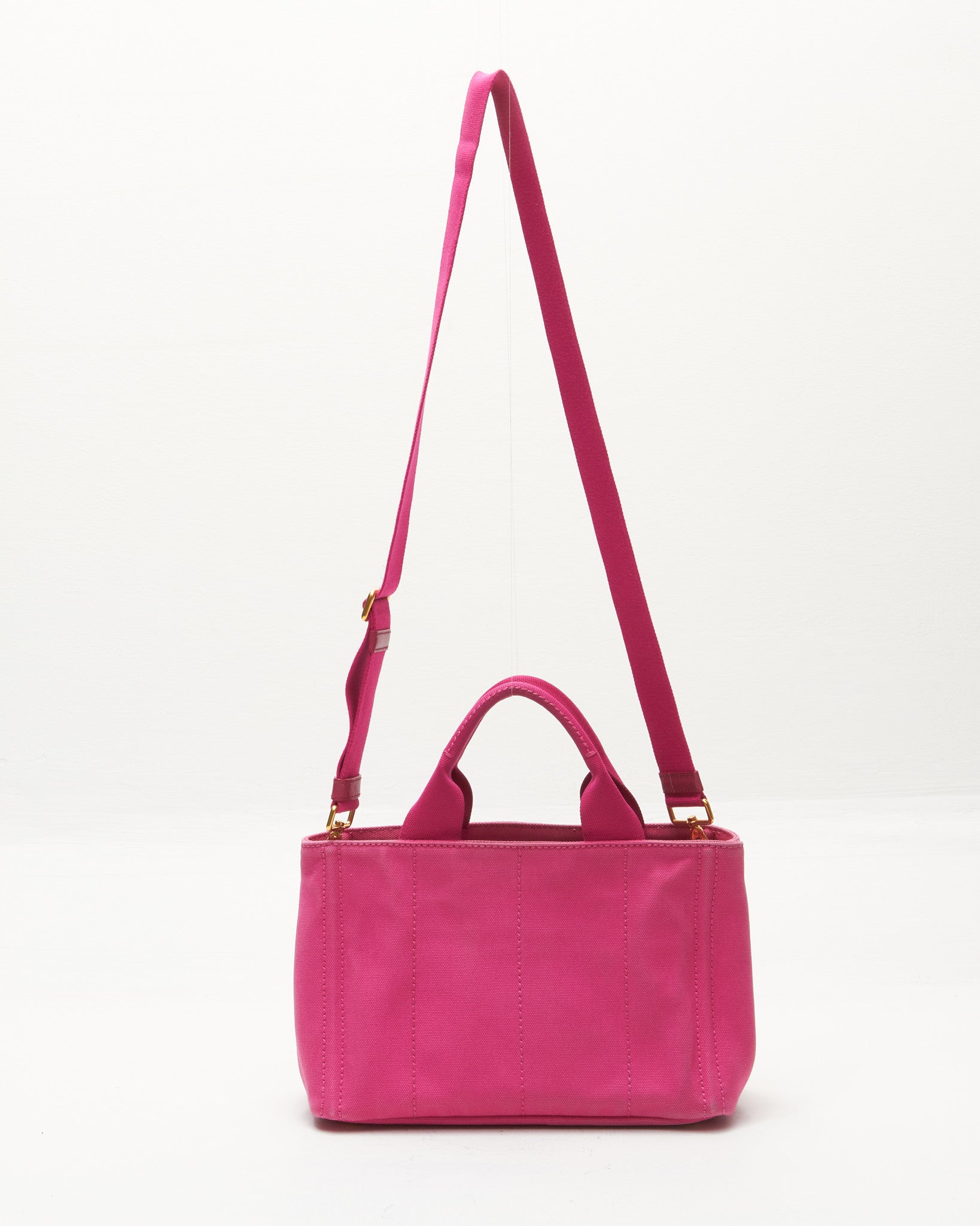 Prada Pink Cotton Canvas Small Logo Tote