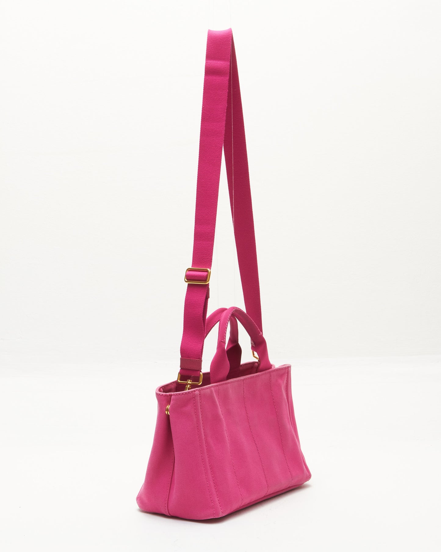 Prada Pink Cotton Canvas Small Logo Tote