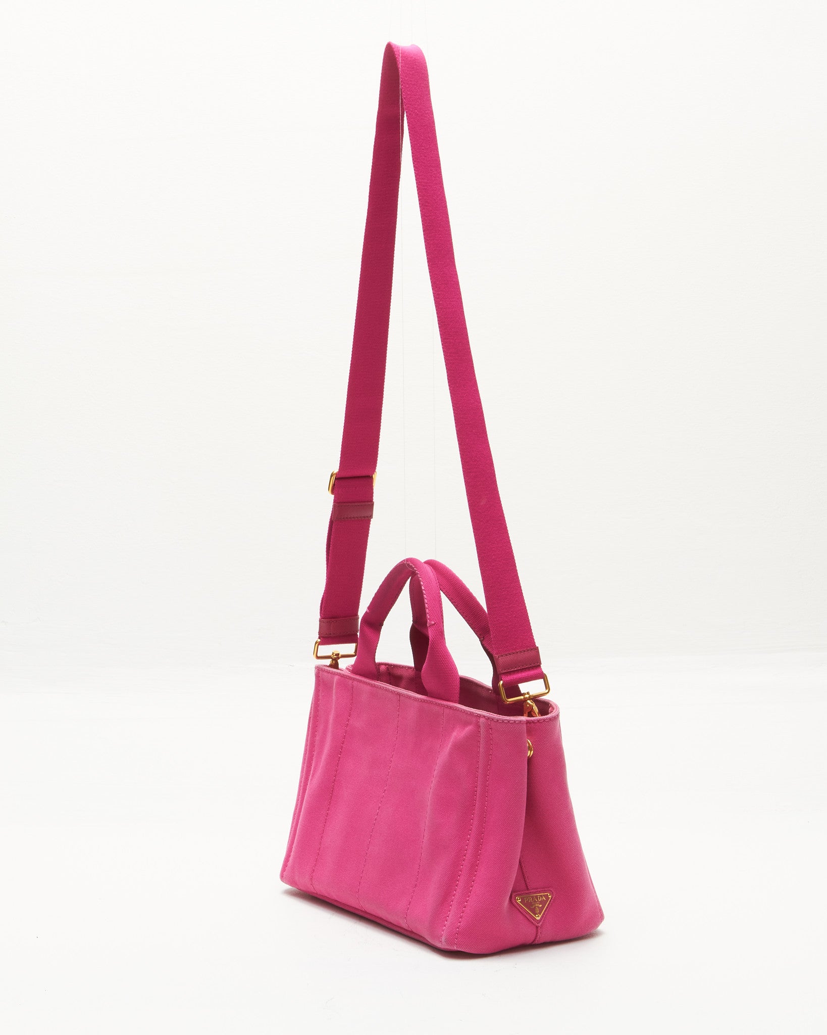 Prada Pink Cotton Canvas Small Logo Tote