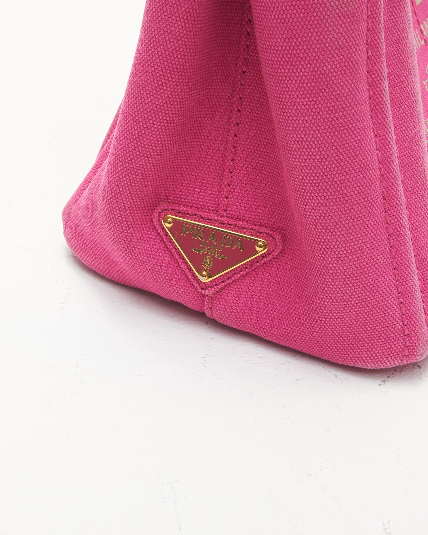 Prada Pink Cotton Canvas Small Logo Tote