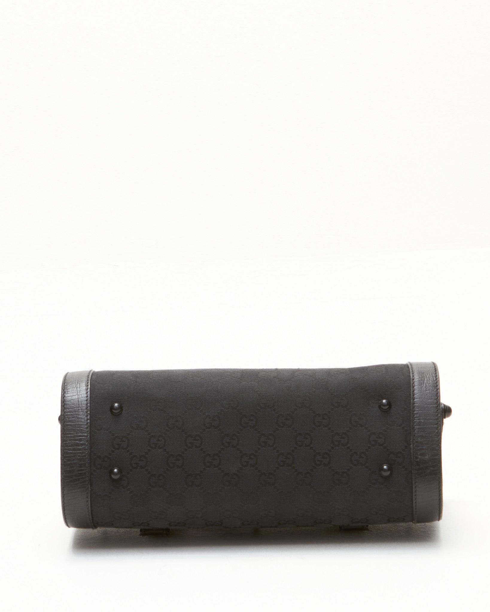 Gucci Black GG Canvas Bamboo Top Handle Bag