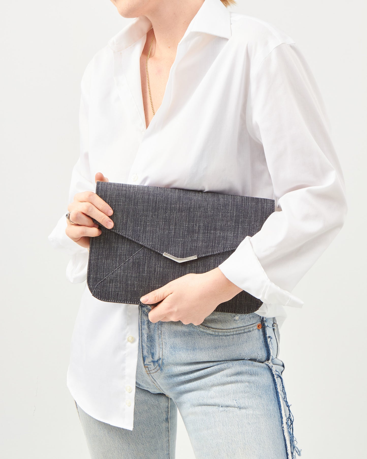 Fendi Denim Envelope Wristlet Clutch