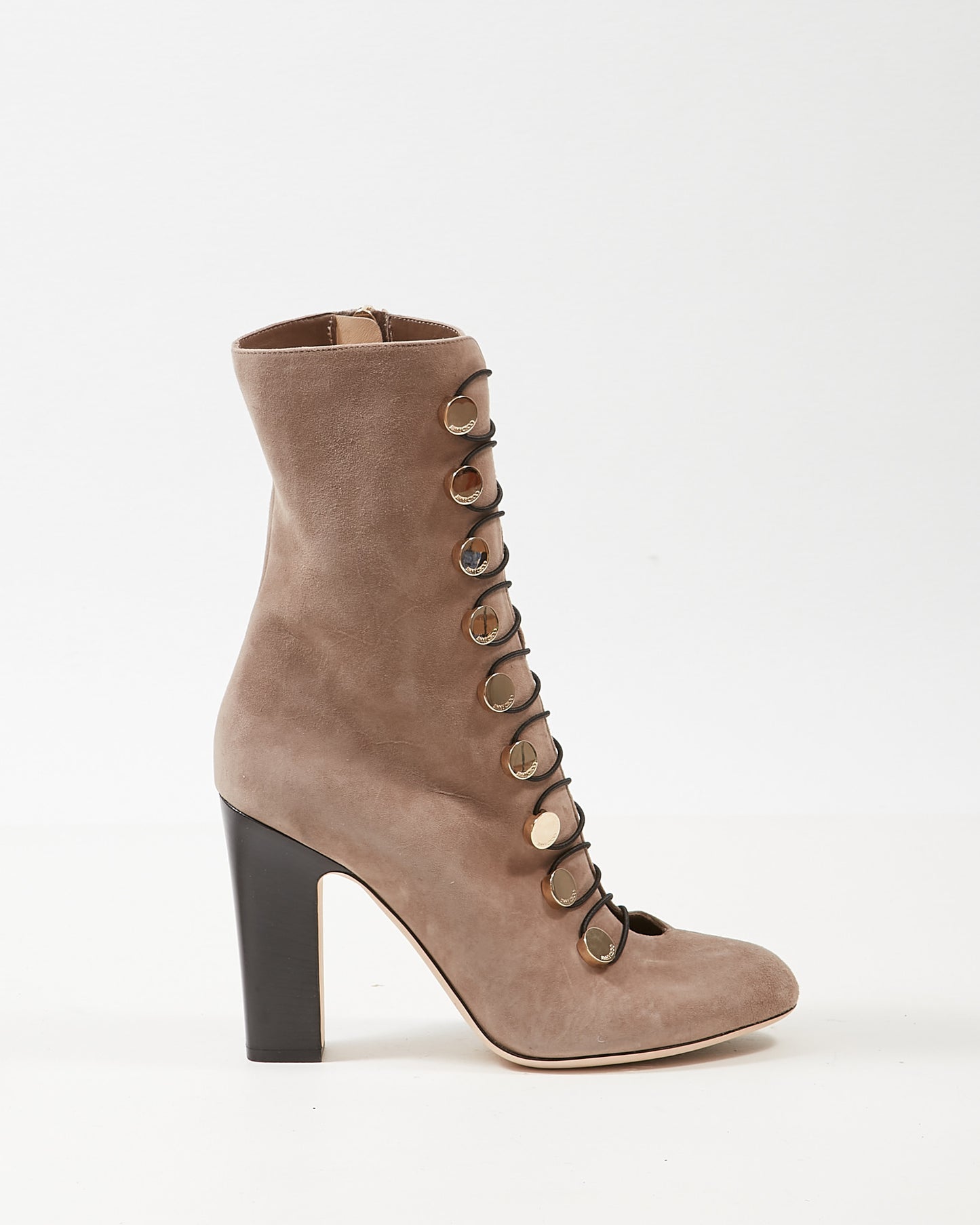 Jimmy Choo Beige Suede Button-Up Boots - 39.5