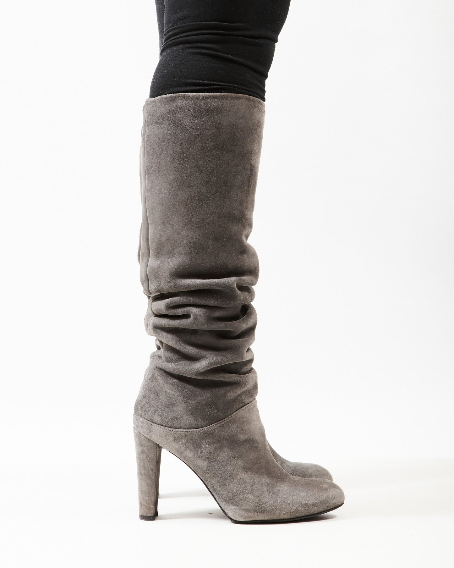 Stuart Weitzman Bottes à talons hauts en daim gris - 8,5