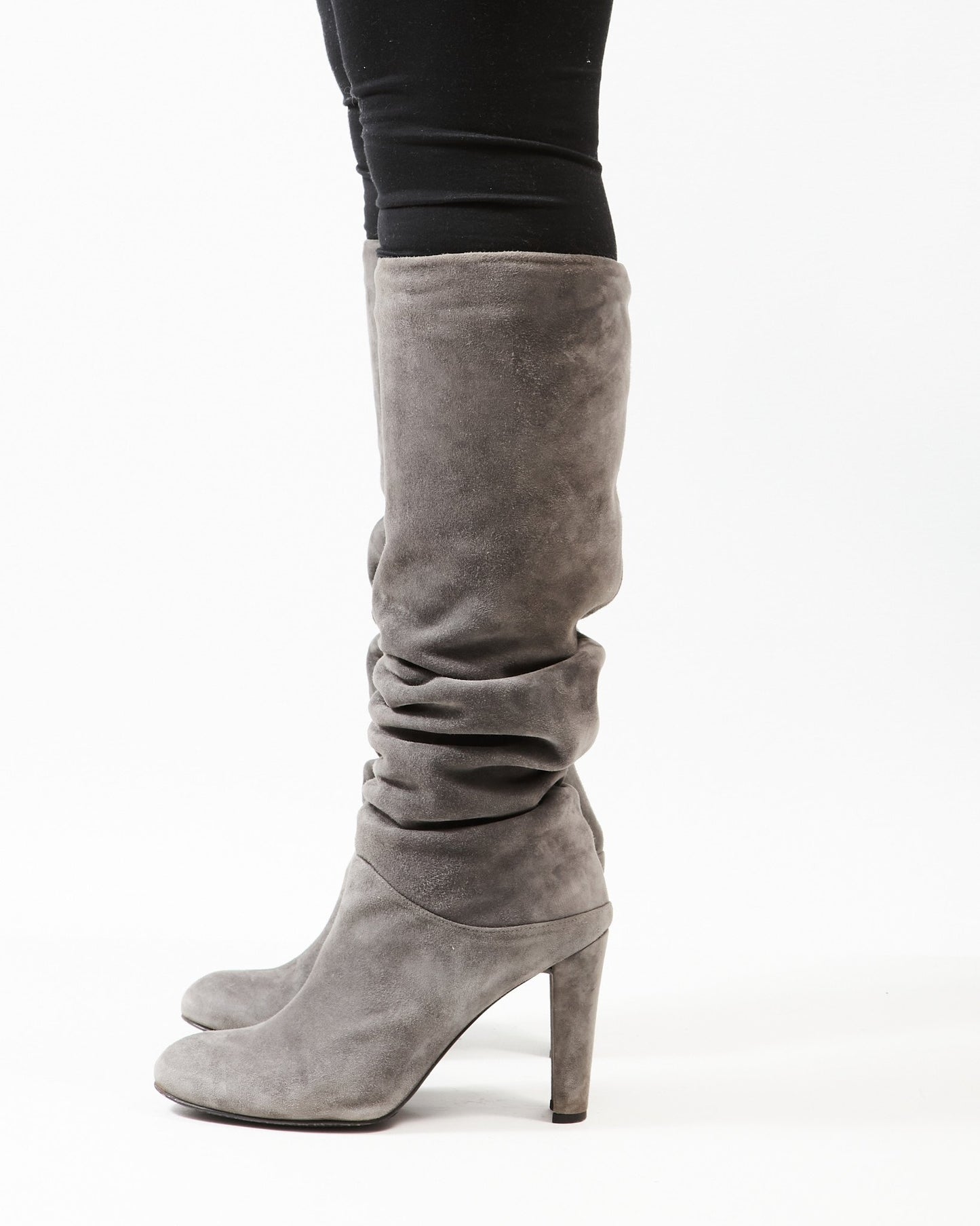 Stuart Weitzman Bottes à talons hauts en daim gris - 8,5