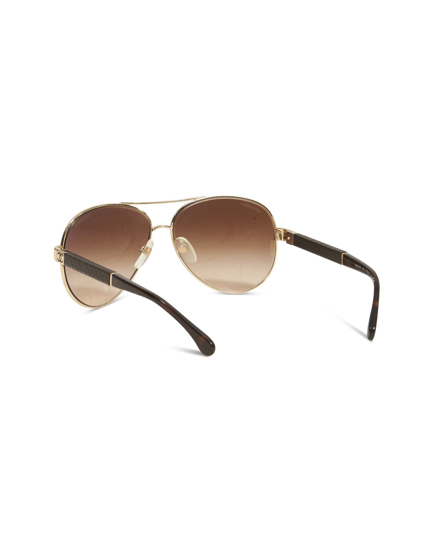 Chanel Gold & Brown 4195-Q Aviator Sunglasses