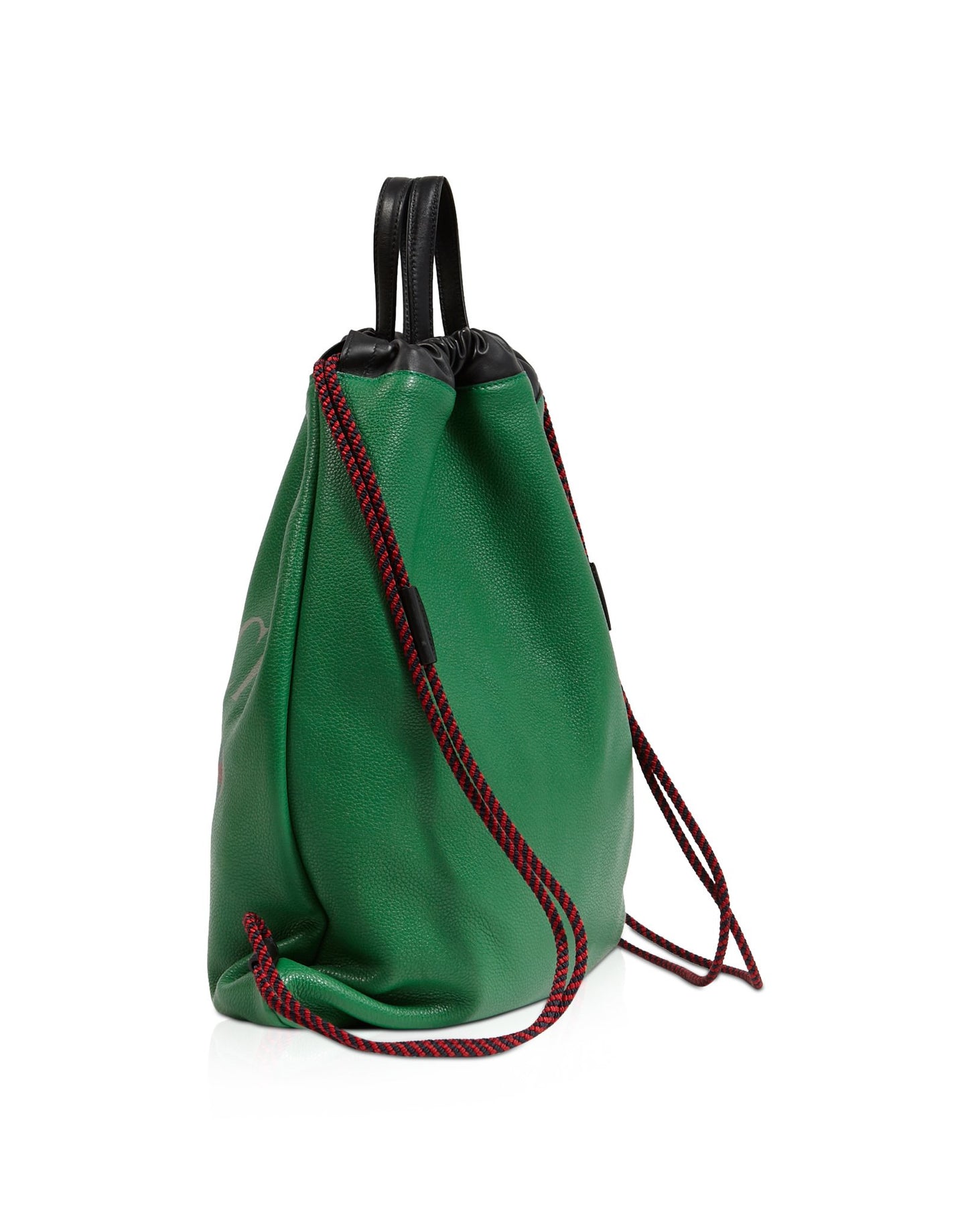 Gucci Green Leather Logo Drawstring Backpack