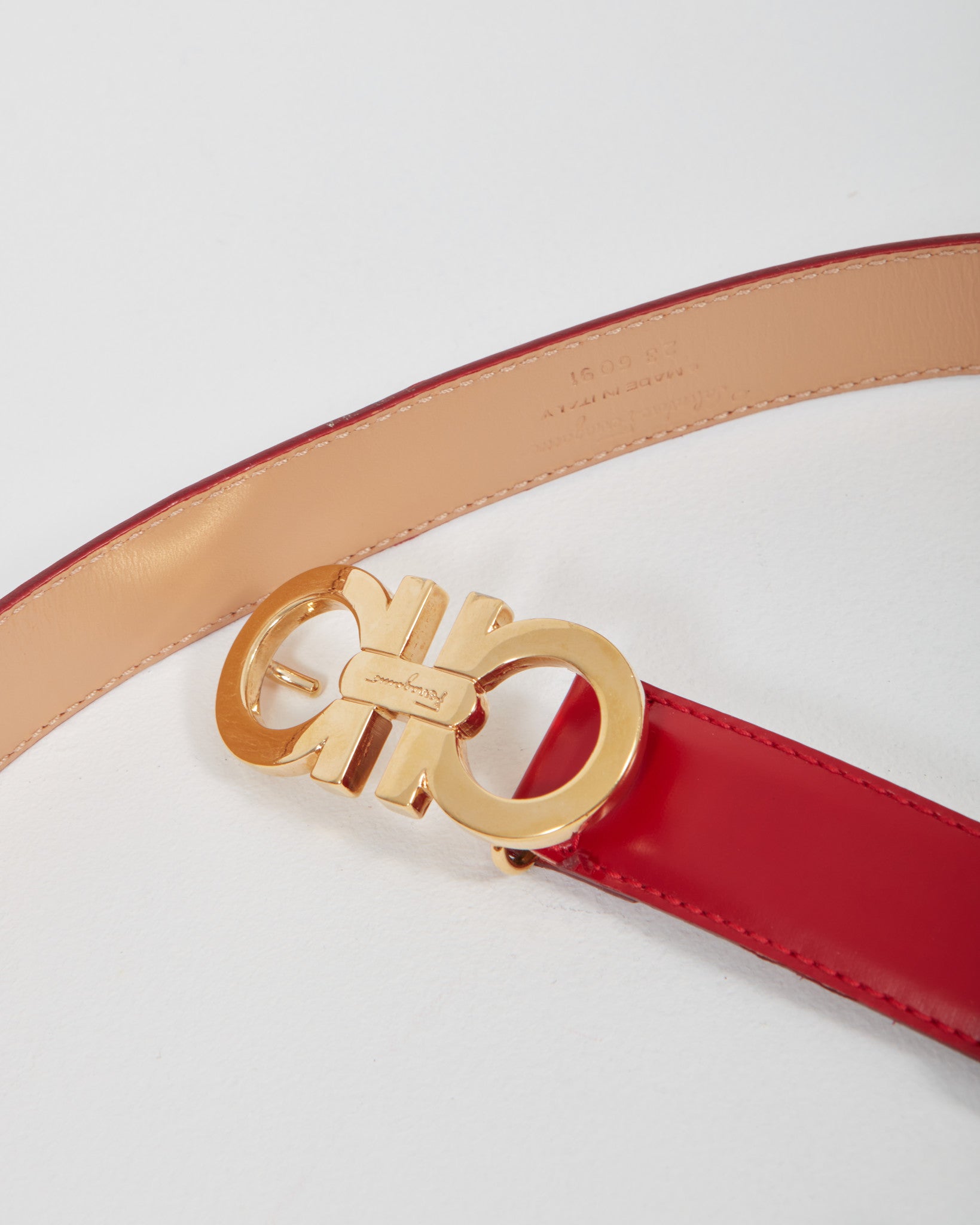 Ferragamo belt red gold best sale