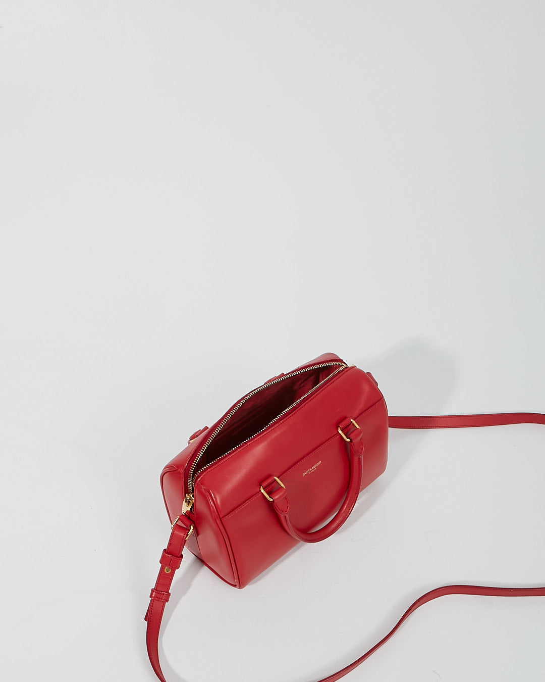 Saint Laurent Red Leather Baby Duffle Bag