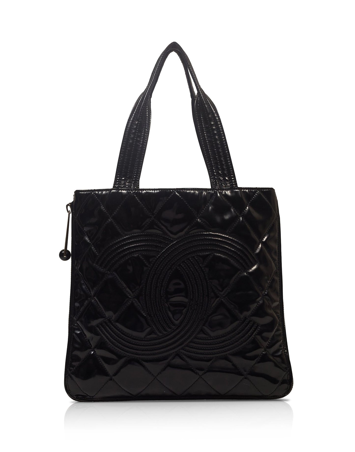 Cabas extensible Paris-Shanghai en cuir verni noir Chanel