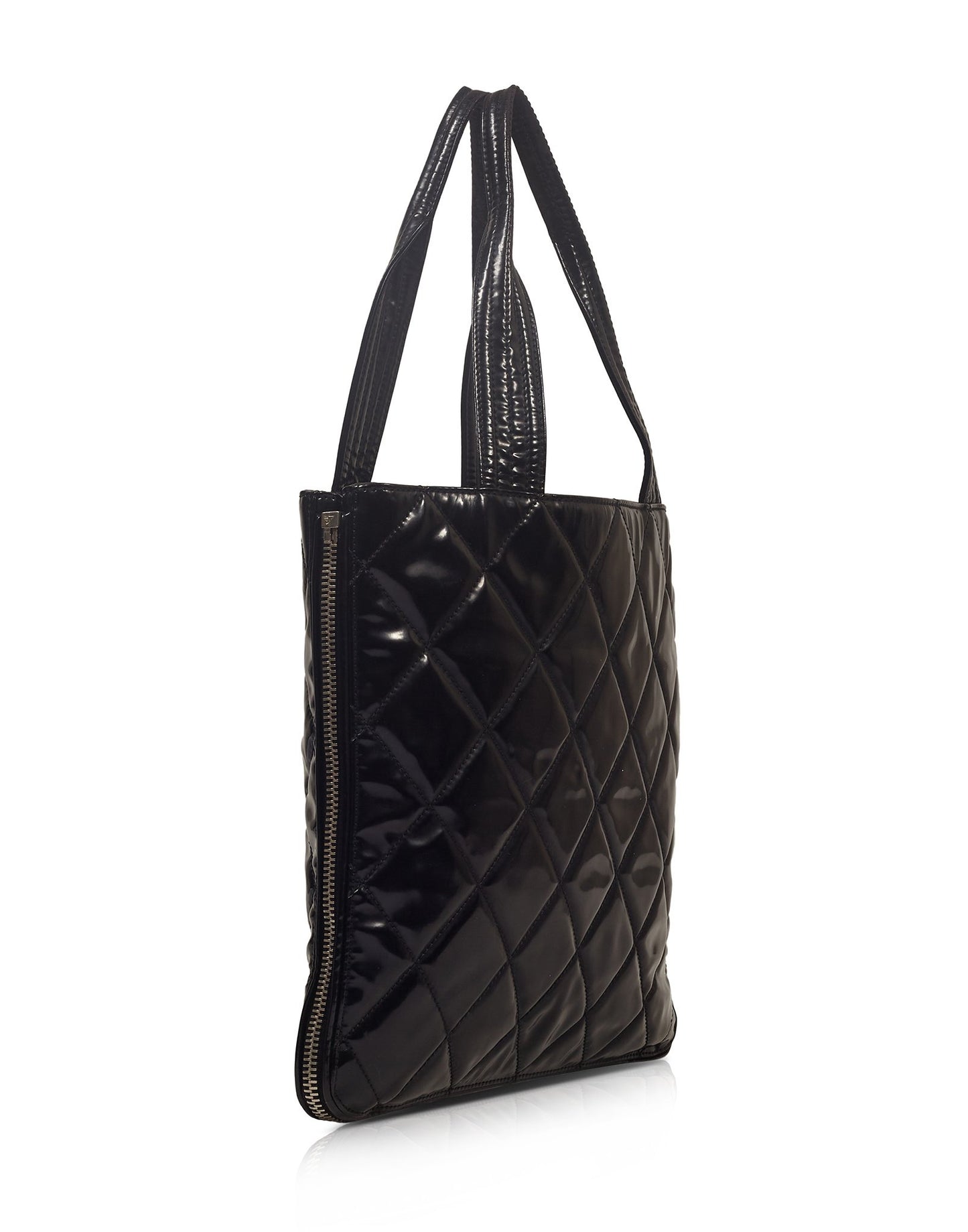 Cabas extensible Paris-Shanghai en cuir verni noir Chanel