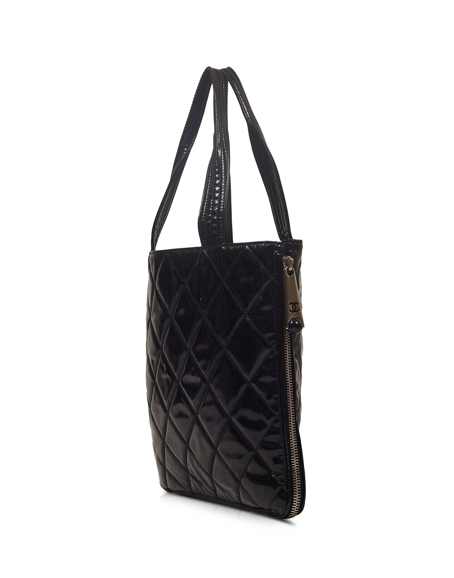 Cabas extensible Paris-Shanghai en cuir verni noir Chanel