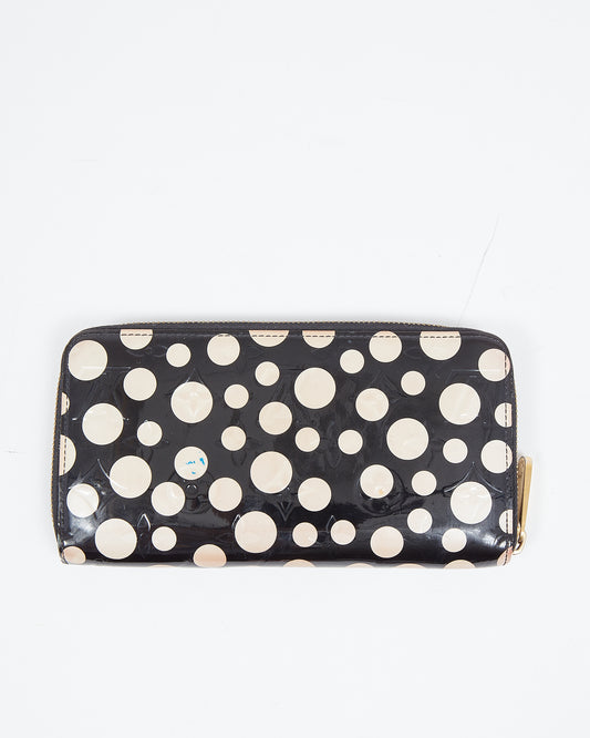 Louis Vuitton Black/White Vernis Polka Dot Yougi Collab Zippy Wallet