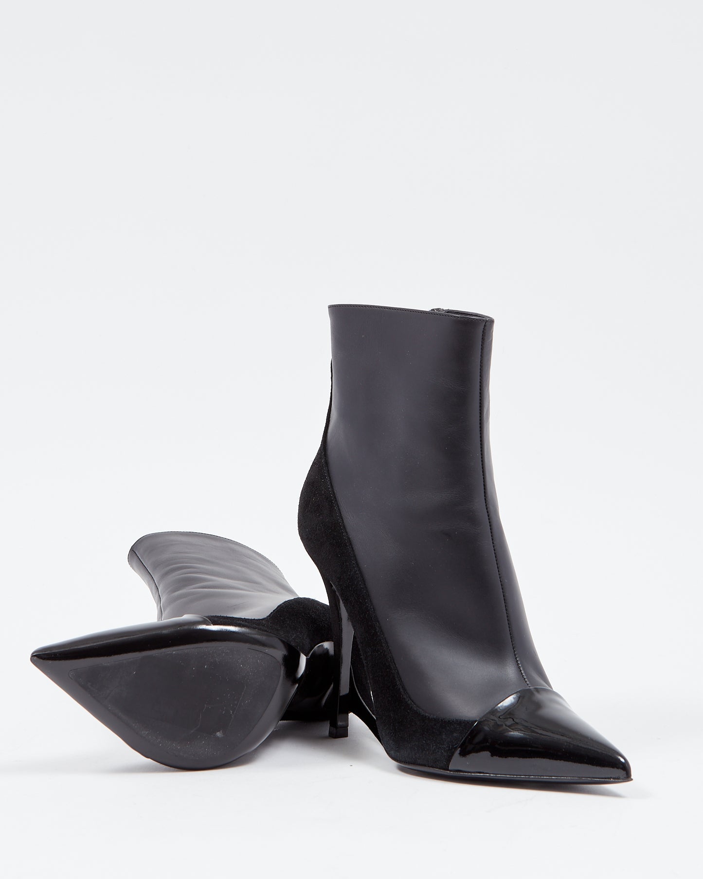 Pierre Darre Black Leather Stiletto Booties - 39