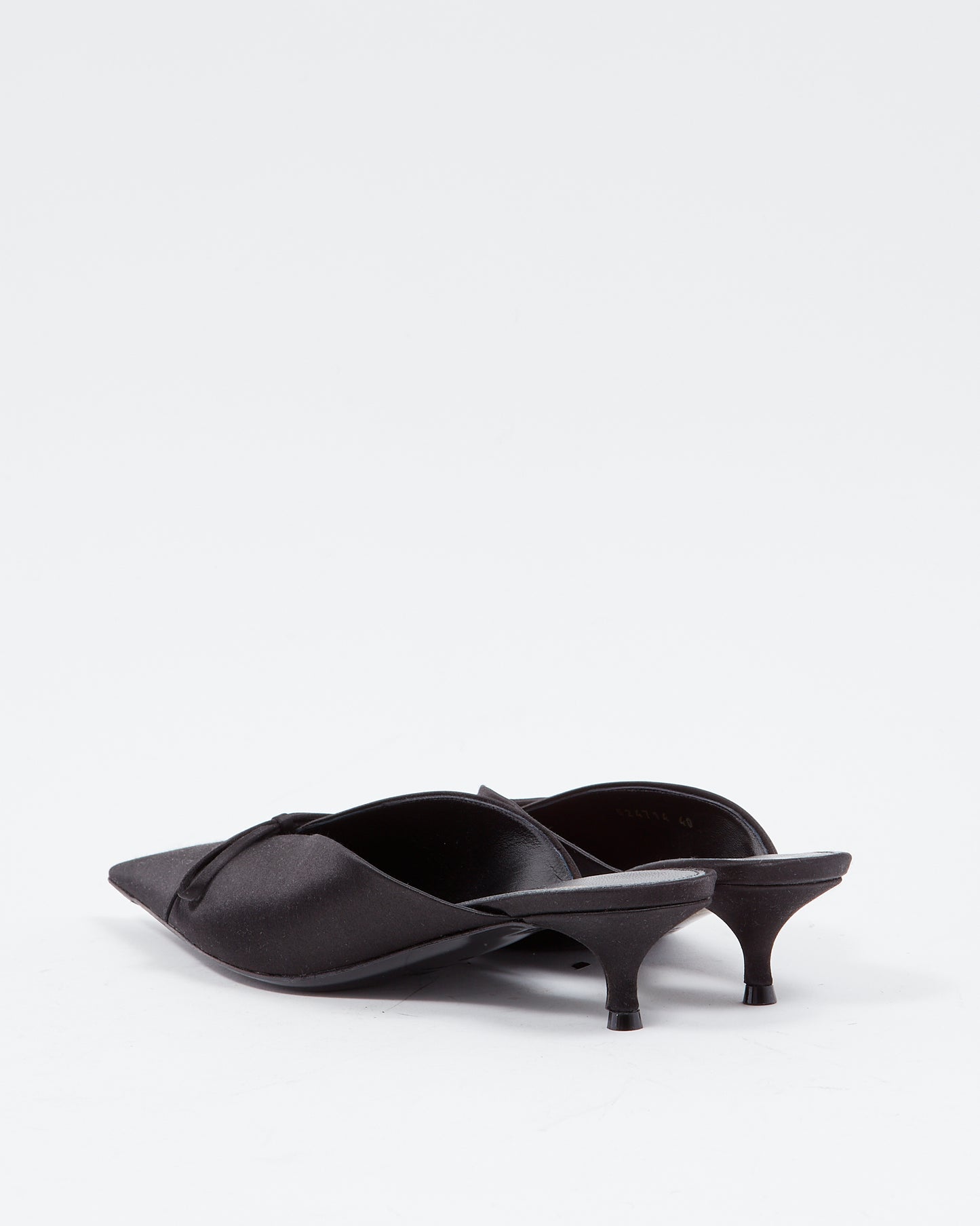 Balenciaga Mules à talons avec nœud en satin noir - 40