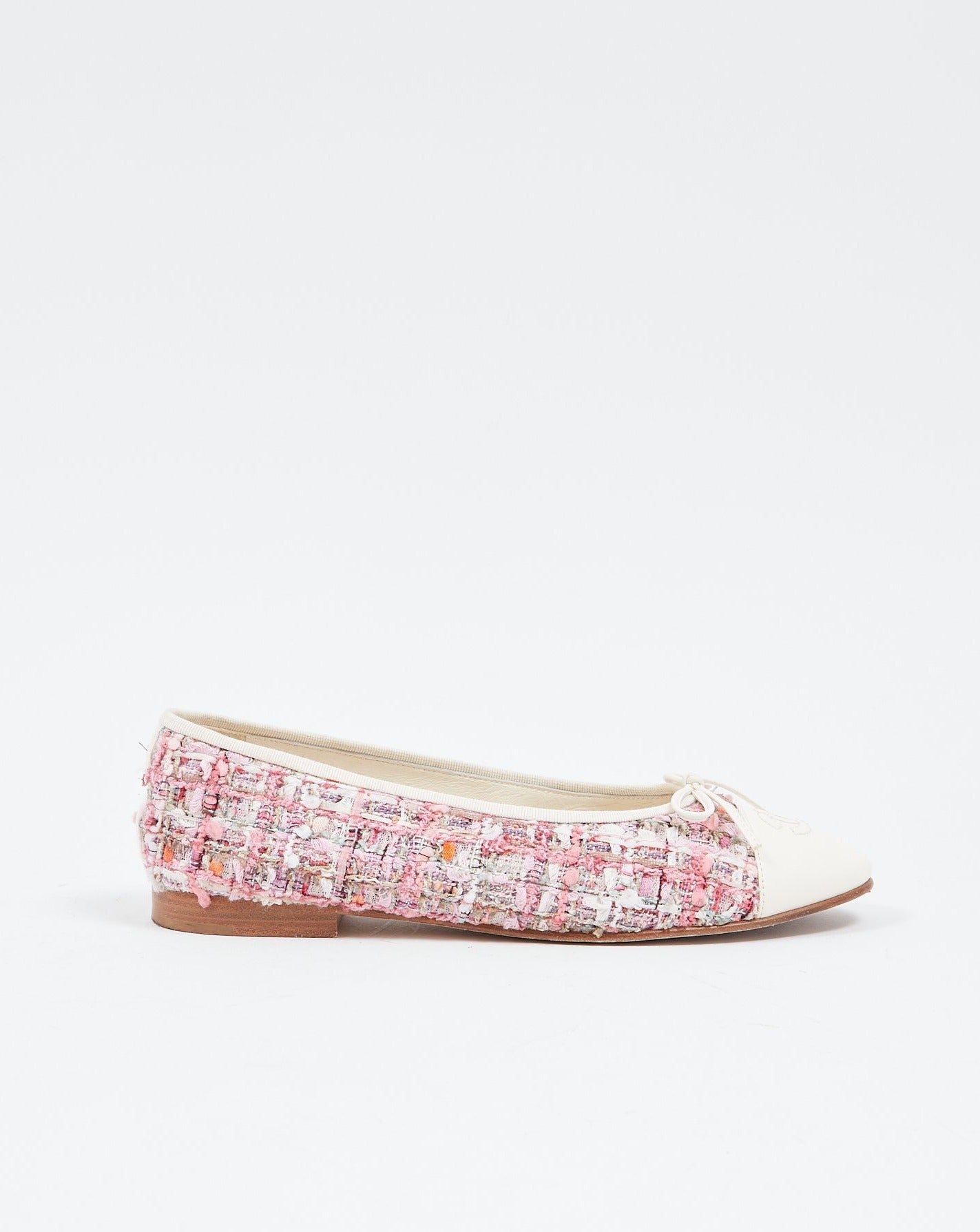 Ballerines à logo rose Chanel Tweed - 39,5