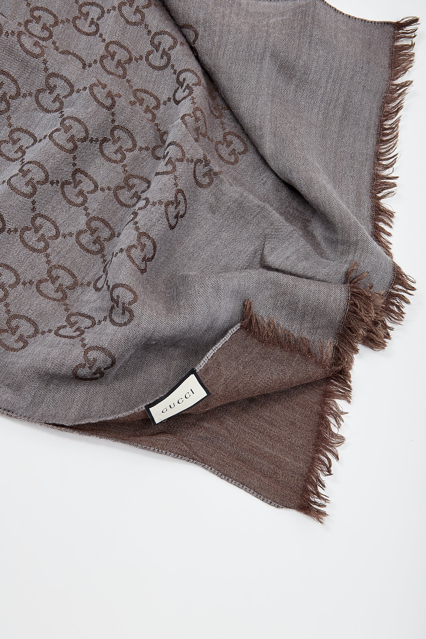 Gucci Brown GG Wool Scarf - OS