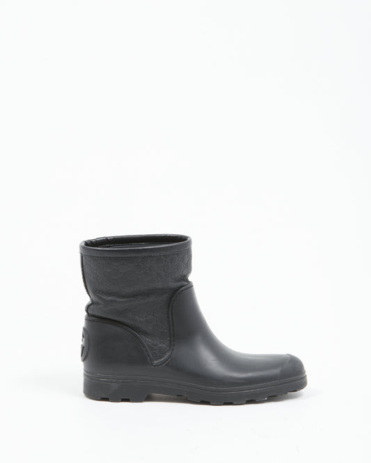 Bottes de pluie GG en caoutchouc/cuir noir Gucci - 36