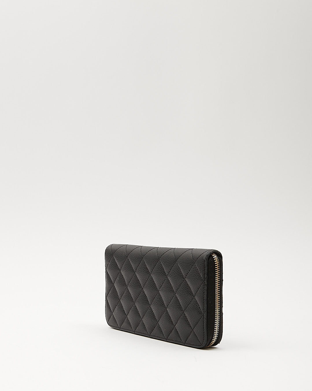 Chanel Black Caviar Leather Quilted Large Gusset Continental Wallet