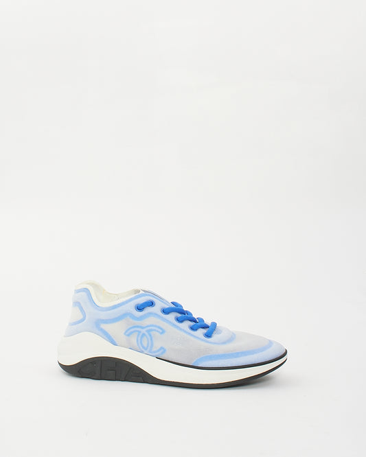 Chanel Blue Mesh/Lycra 19P CC Logo Sneakers- 38