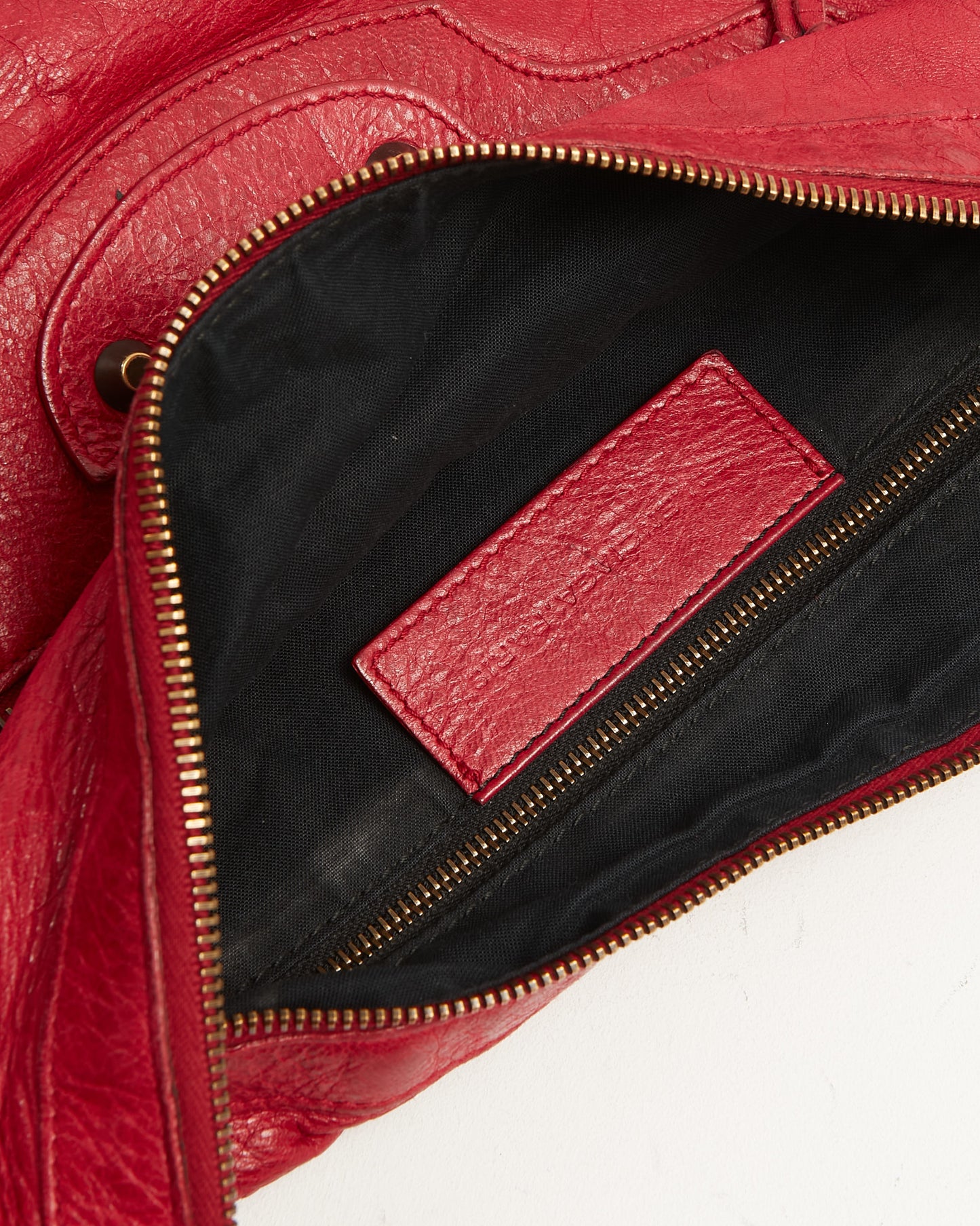 Balenciaga Red Leather Motorcross Shoulder Bag